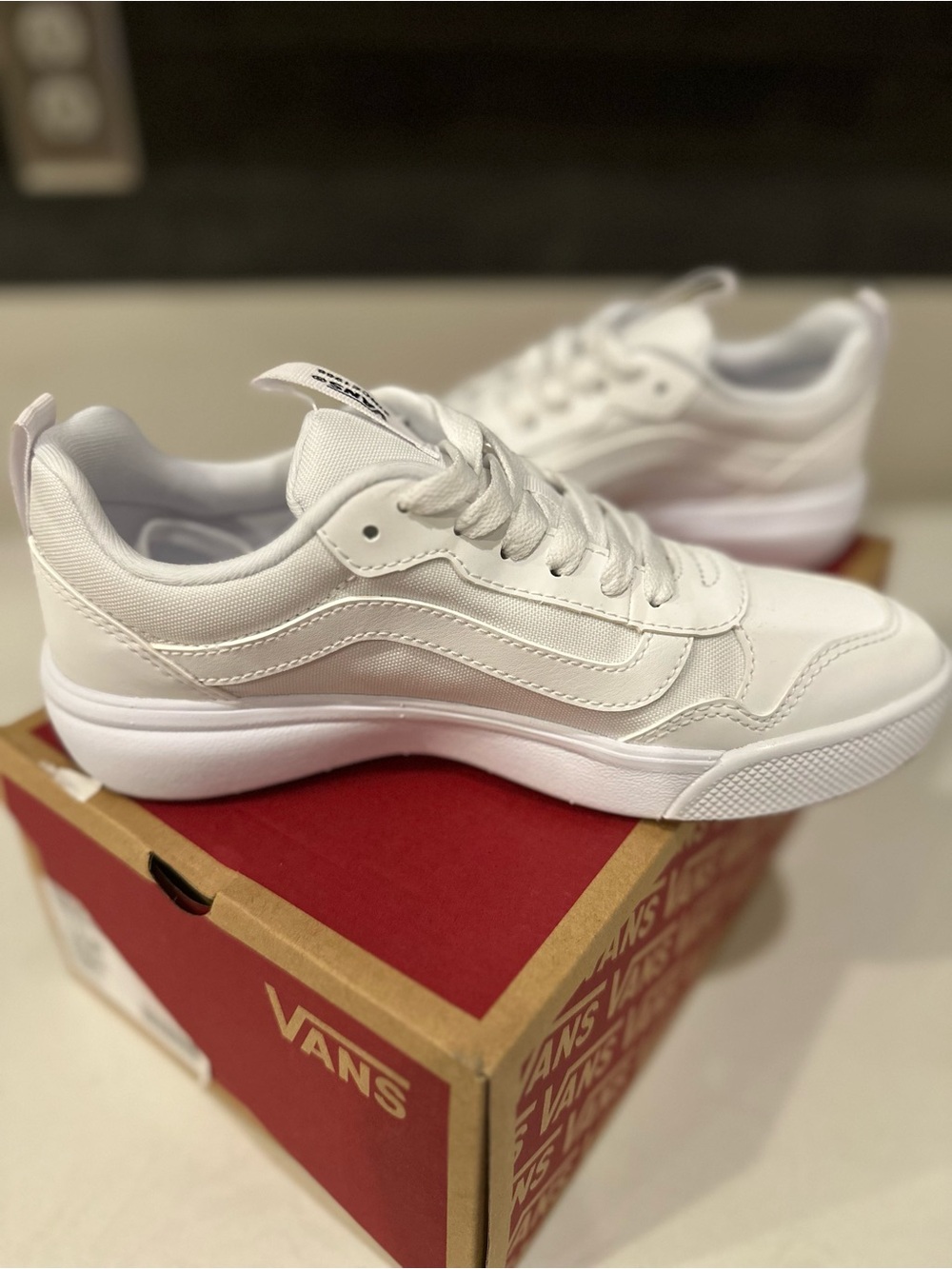 Vans Women’s All-White Low-Top Sneakers - Picture 3 of 4